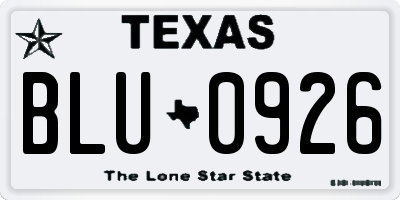 TX license plate BLU0926