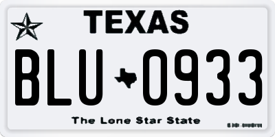 TX license plate BLU0933