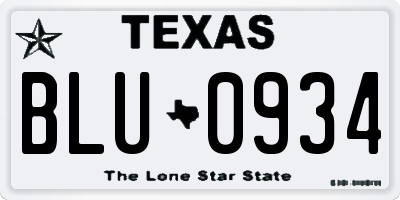TX license plate BLU0934