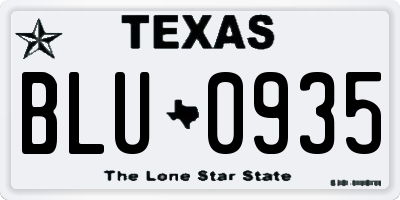 TX license plate BLU0935
