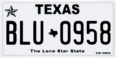 TX license plate BLU0958
