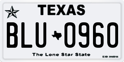 TX license plate BLU0960