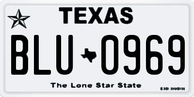 TX license plate BLU0969