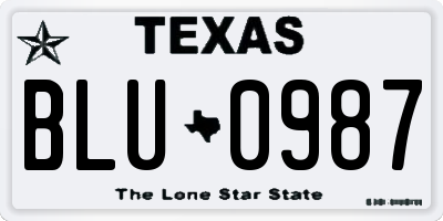 TX license plate BLU0987