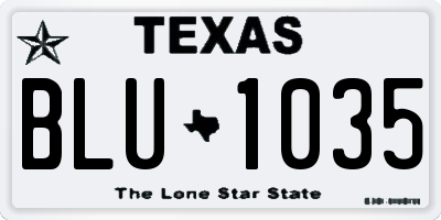 TX license plate BLU1035
