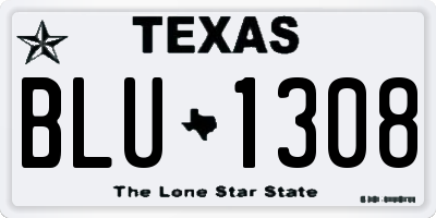 TX license plate BLU1308