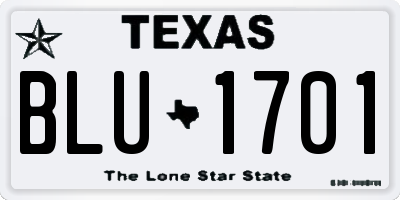 TX license plate BLU1701