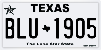 TX license plate BLU1905