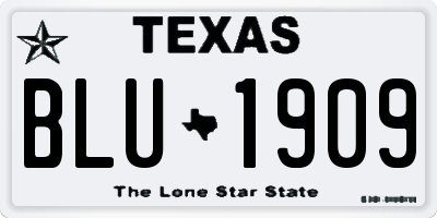 TX license plate BLU1909