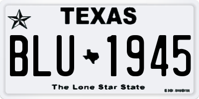 TX license plate BLU1945