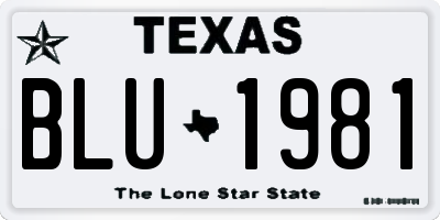 TX license plate BLU1981
