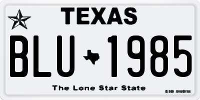 TX license plate BLU1985
