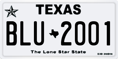TX license plate BLU2001