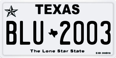 TX license plate BLU2003