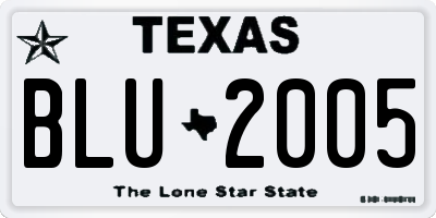 TX license plate BLU2005