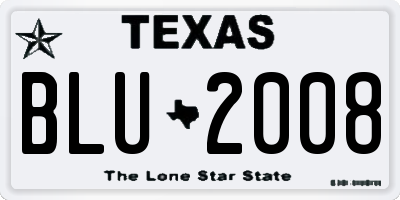 TX license plate BLU2008