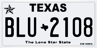 TX license plate BLU2108