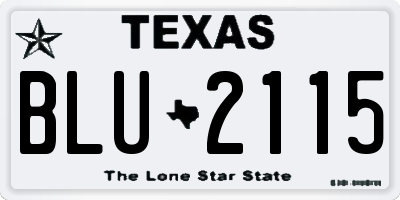 TX license plate BLU2115