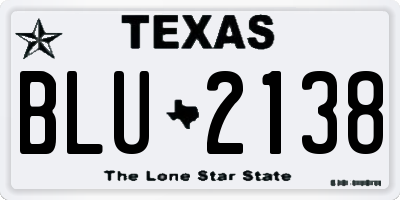 TX license plate BLU2138