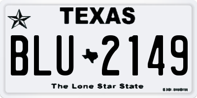 TX license plate BLU2149