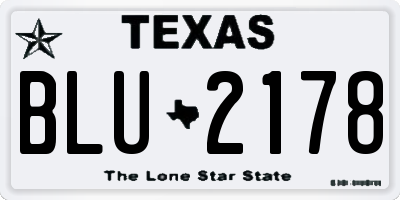 TX license plate BLU2178