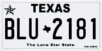 TX license plate BLU2181