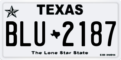 TX license plate BLU2187