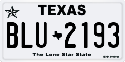 TX license plate BLU2193