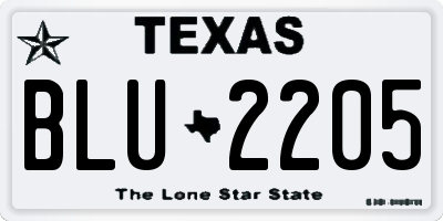TX license plate BLU2205
