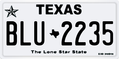 TX license plate BLU2235