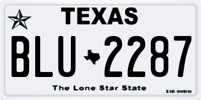 TX license plate BLU2287