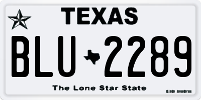TX license plate BLU2289