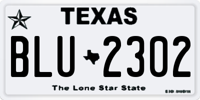 TX license plate BLU2302