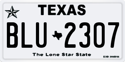 TX license plate BLU2307