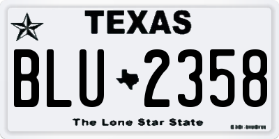TX license plate BLU2358