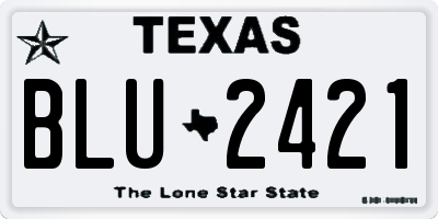 TX license plate BLU2421