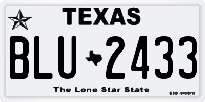 TX license plate BLU2433