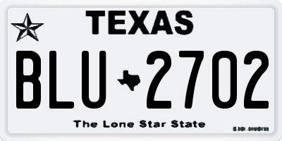 TX license plate BLU2702