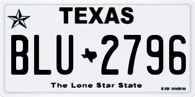 TX license plate BLU2796
