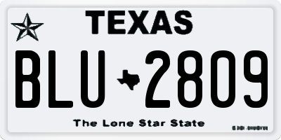 TX license plate BLU2809