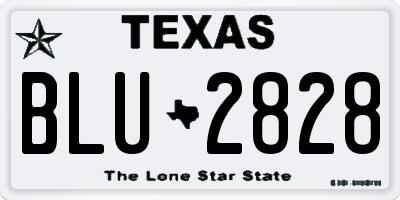 TX license plate BLU2828