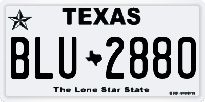TX license plate BLU2880