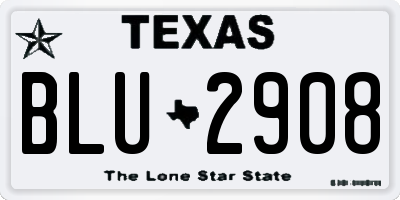 TX license plate BLU2908