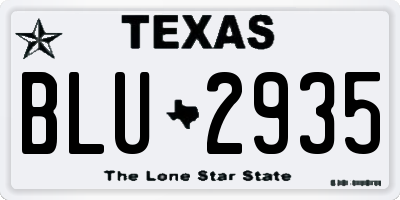 TX license plate BLU2935