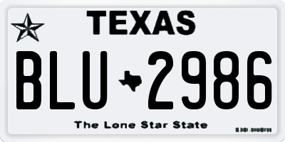 TX license plate BLU2986