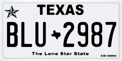 TX license plate BLU2987