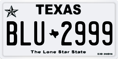 TX license plate BLU2999