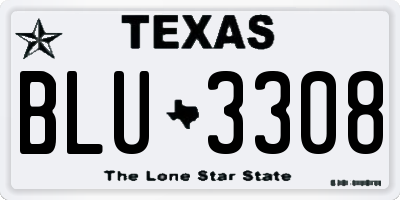 TX license plate BLU3308