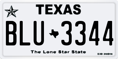 TX license plate BLU3344