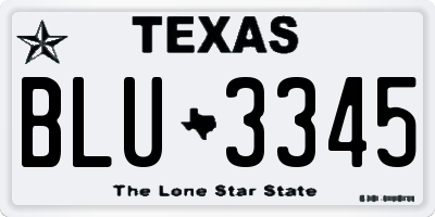 TX license plate BLU3345